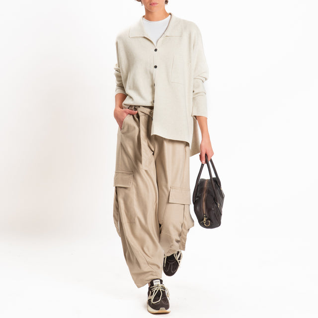 Philia loft-Pantalone cargo in flanella con cintura - cacha