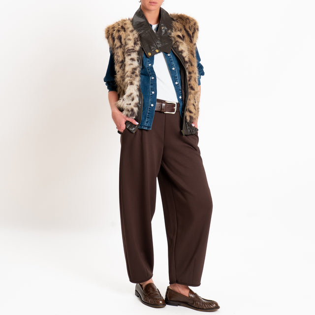 Philia loft-Pantalone punto milano con elastico - moro