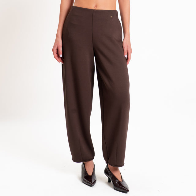 Philia loft-Pantalone punto milano con elastico - moro