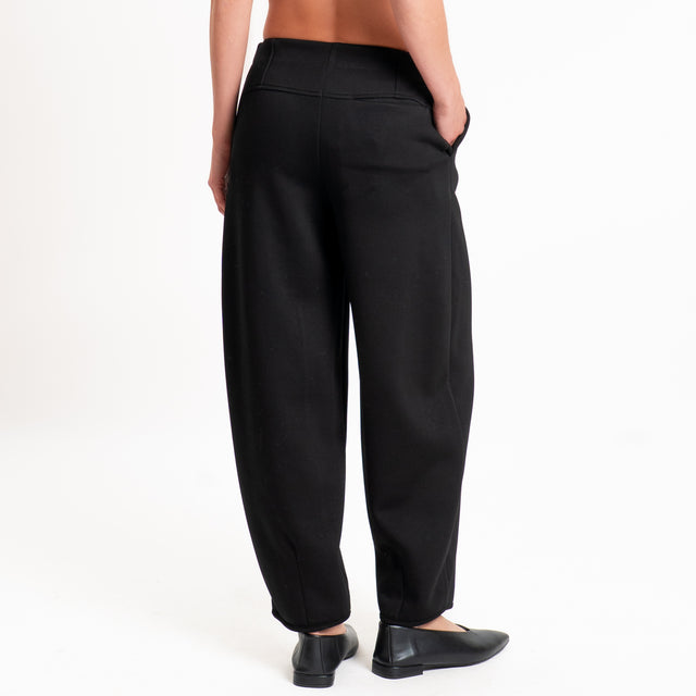 Philia loft-Pantalone punto milano con elastico - nero