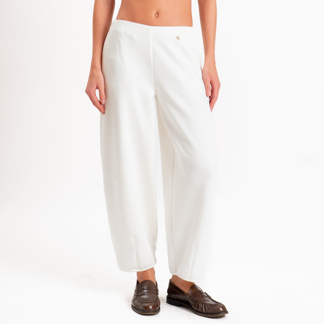 Philia loft-Pantalone punto milano con elastico - panna