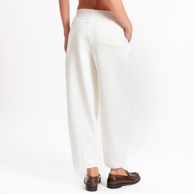 Philia loft-Pantalone punto milano con elastico - panna