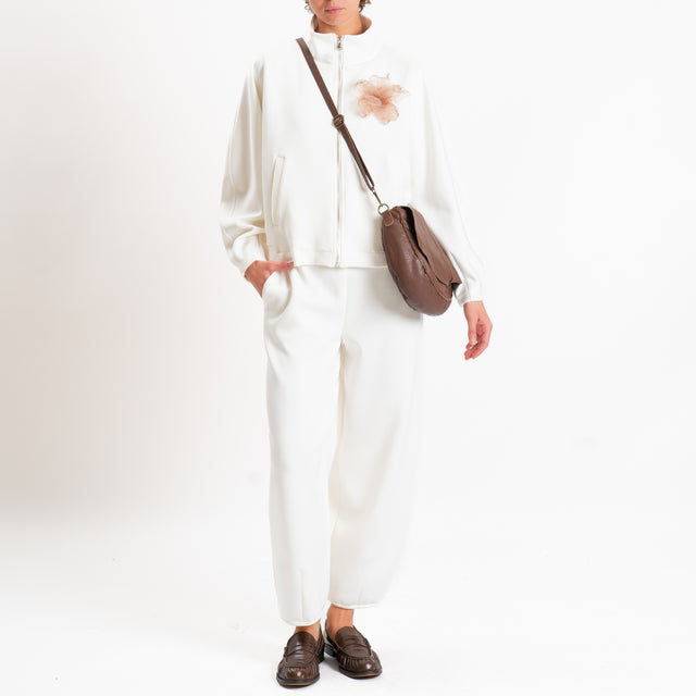Philia loft-Pantalone punto milano con elastico - panna