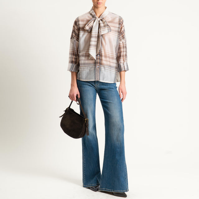 Philia Loft-Camicia check con fiocco - sand/moro/militare