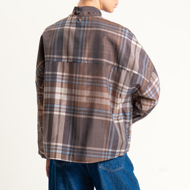 Philia Loft-Camicia check lyocell con fiocco - moka/beige/celeste