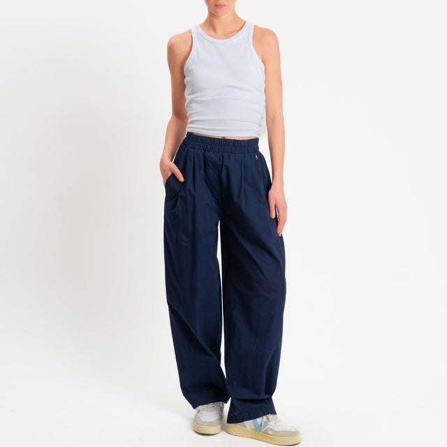 Philia Loft-Pantalone balloon elastico in vita - blu