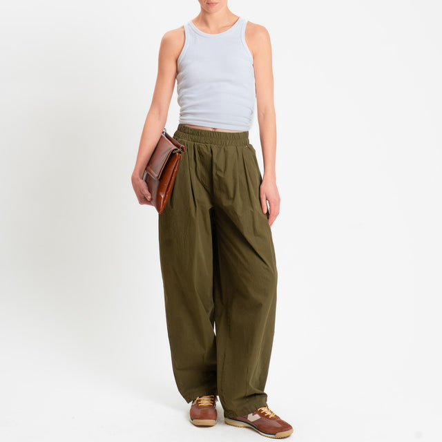 Philia Loft-Pantalone balloon elastico in vita - militare