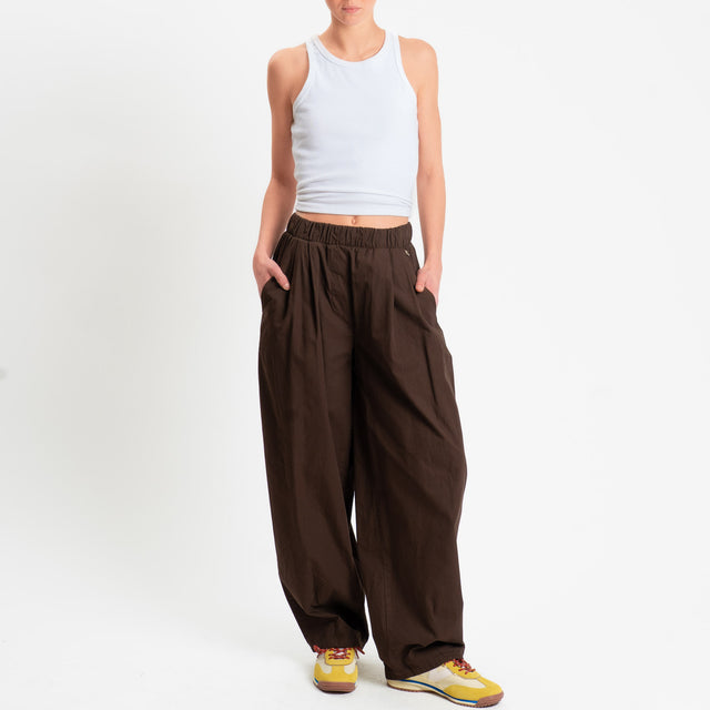 Philia Loft-Pantalone balloon elastico in vita - moro