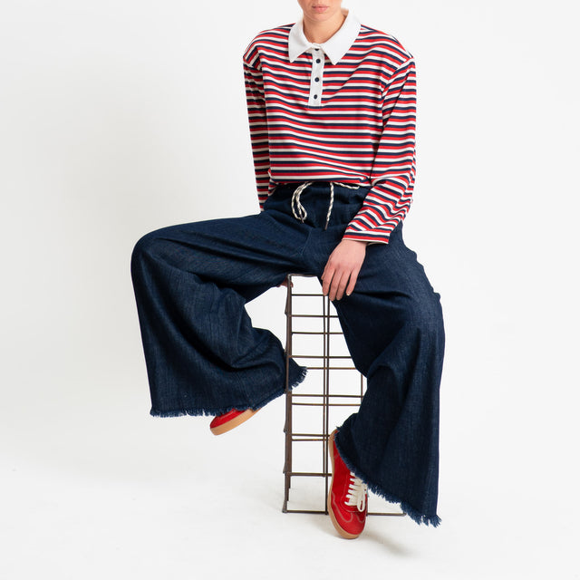 Philia Loft-Jeans tela slegata elastico in vita - denim blu