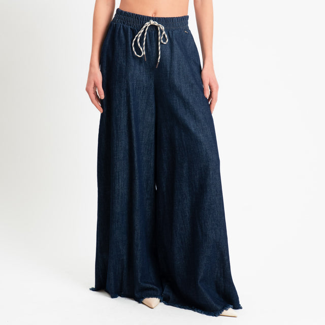 Philia Loft-Jeans tela slegata elastico in vita - denim blu