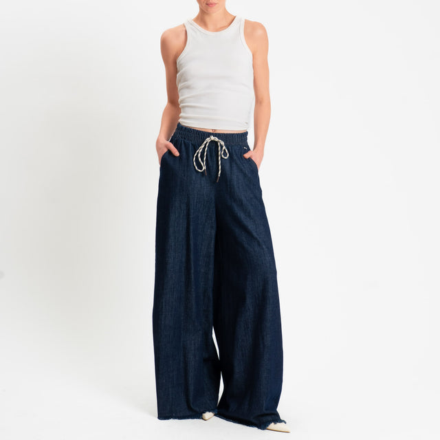 Philia Loft-Jeans tela slegata elastico in vita - denim blu