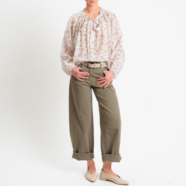 Philia Loft-Camicia fantasia provenzale in lyocell - burro/rosa