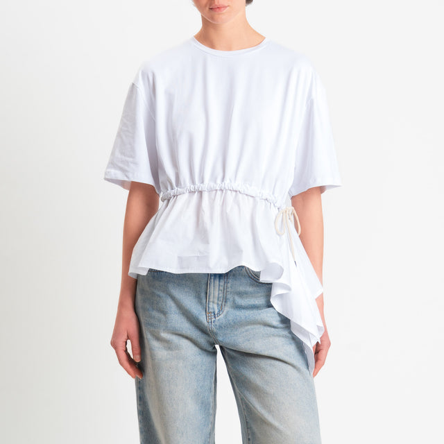 Philia Loft-T-shirt doppio tessuto con coulisse - bianco