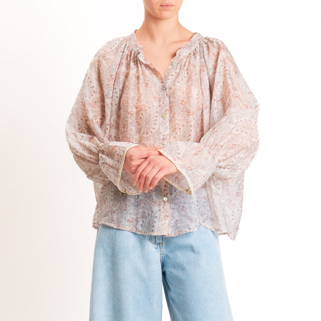 Philia Loft-Camicia mussola lyocell fantasia - rosa
