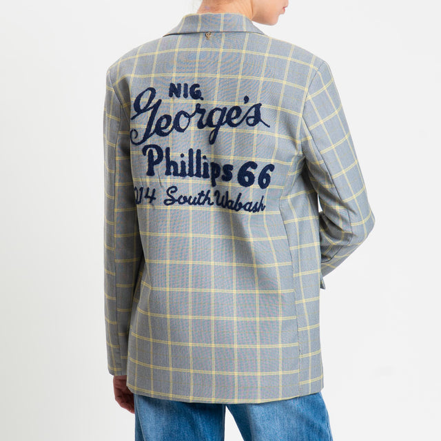 Philia Loft- Giacca quadri due bottoni - grigio/giallo