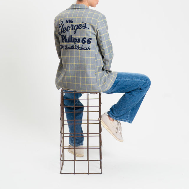 Philia Loft- Giacca quadri due bottoni - grigio/giallo