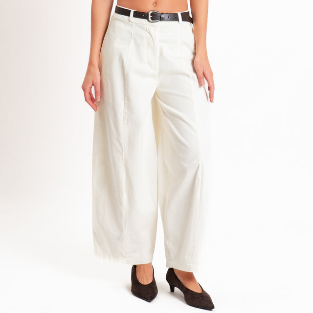 Philia loft-Pantalone barrel con cintura - latte
