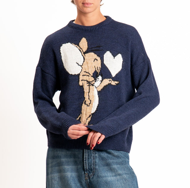 Philia loft-Maglia cartoons misto alpaca - blu