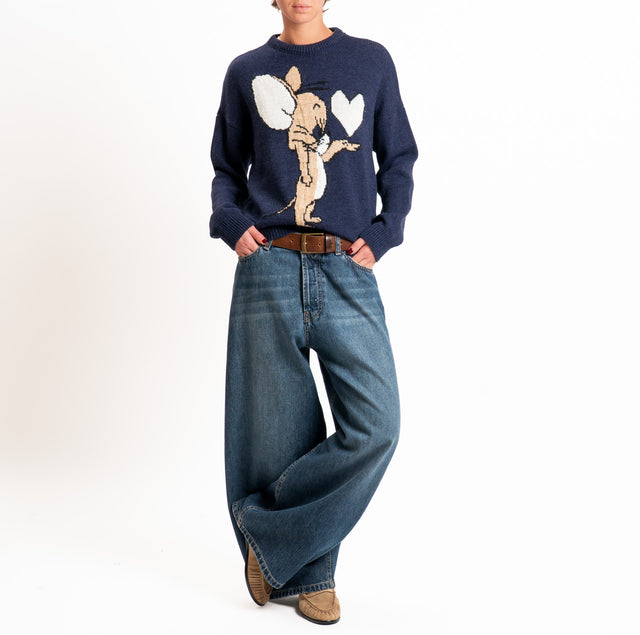 Philia loft-Maglia cartoons misto alpaca - blu