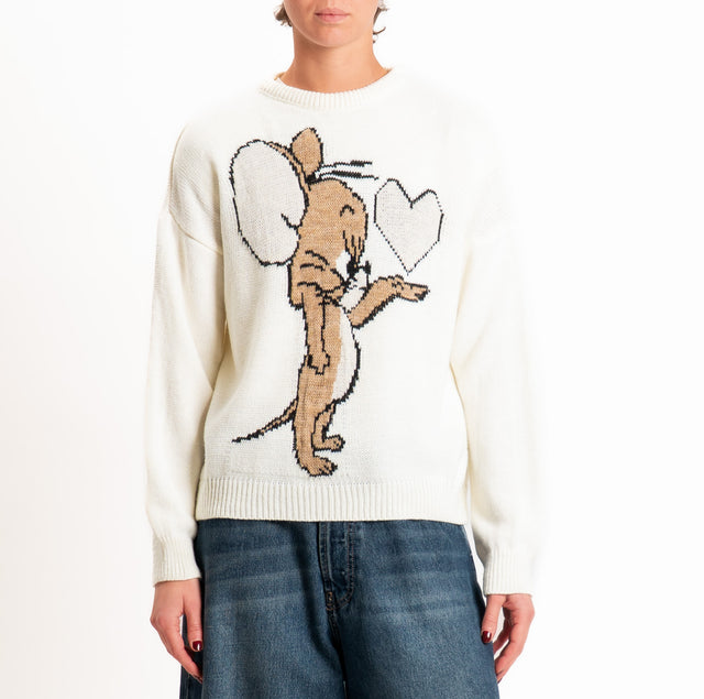 Philia loft-Maglia cartoons misto alpaca - panna