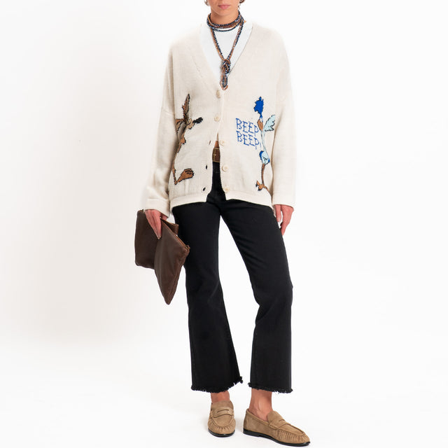 Philia loft-Cardigan cartoons misto alpaca - panna