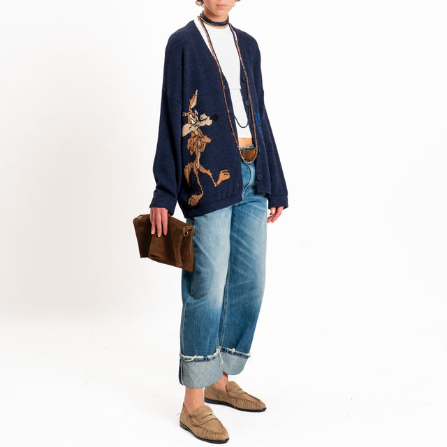 Philia loft-Cardigan cartoons misto alpaca - blu