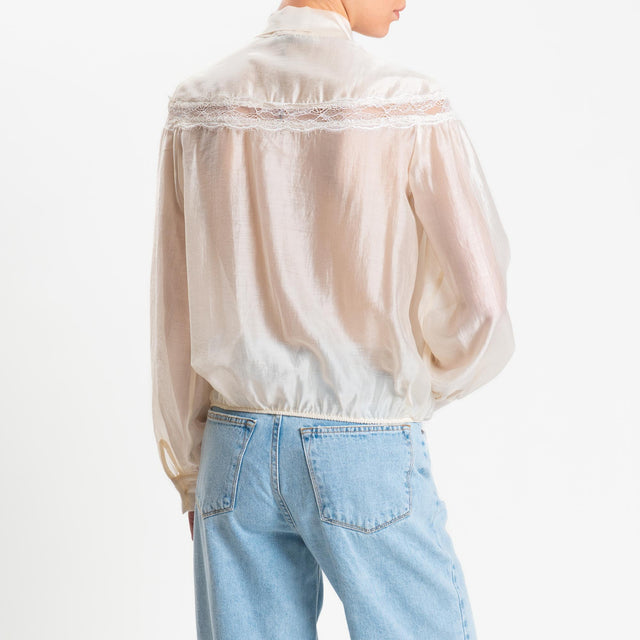 Philia Loft- Camicia georgette con pizzo - burro