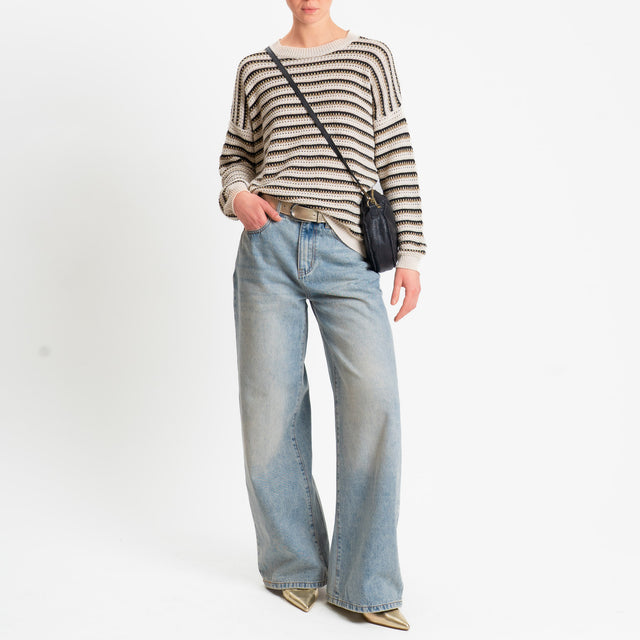 Philia Loft-Maglia girocollo filo lurex - panna/nero