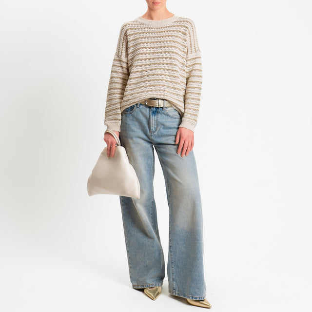 Philia Loft-Maglia girocollo filo lurex - panna/gold