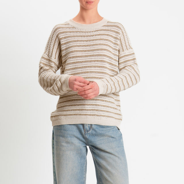 Philia Loft-Maglia girocollo filo lurex - panna/gold