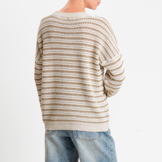 Philia Loft-Maglia girocollo filo lurex - panna/gold