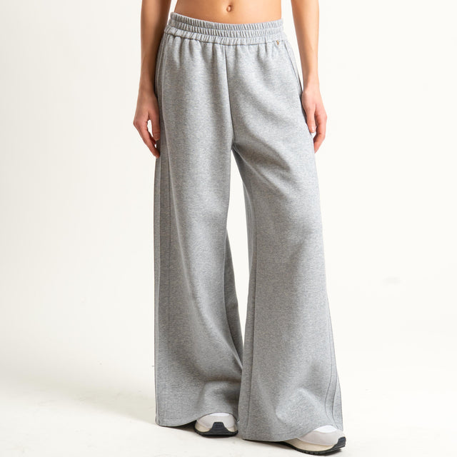 Philia Loft-Pantalone punto milano con elastico - grigio chiaro