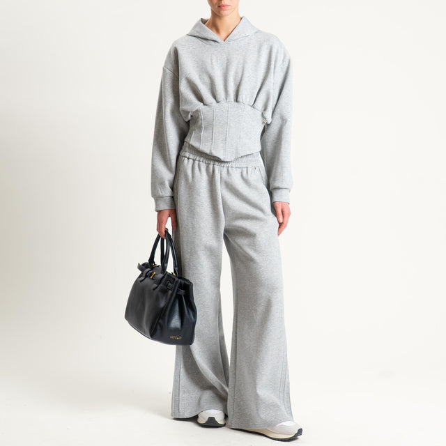 Philia Loft-Pantalone punto milano con elastico - grigio chiaro