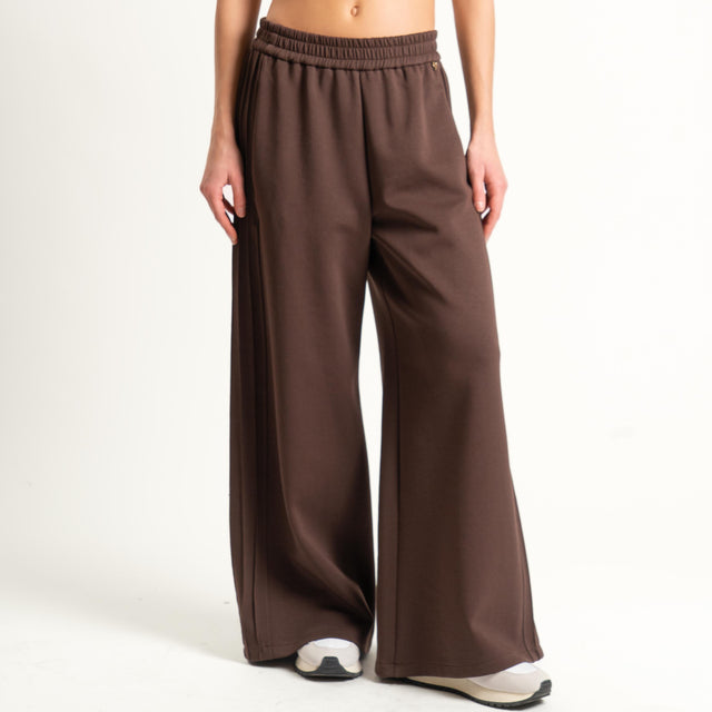 Philia Loft-Pantalone punto milano con elastico - cioccolato