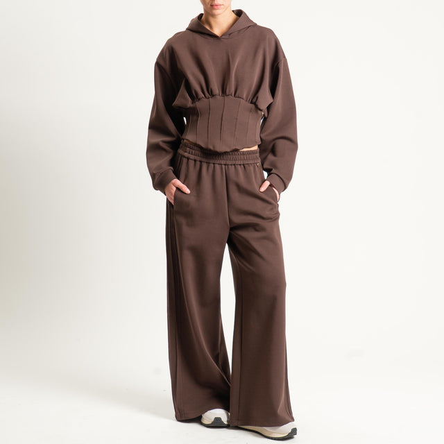 Philia Loft-Pantalone punto milano con elastico - cioccolato