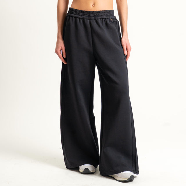 Philia Loft-Pantalone punto milano con elastico - nero