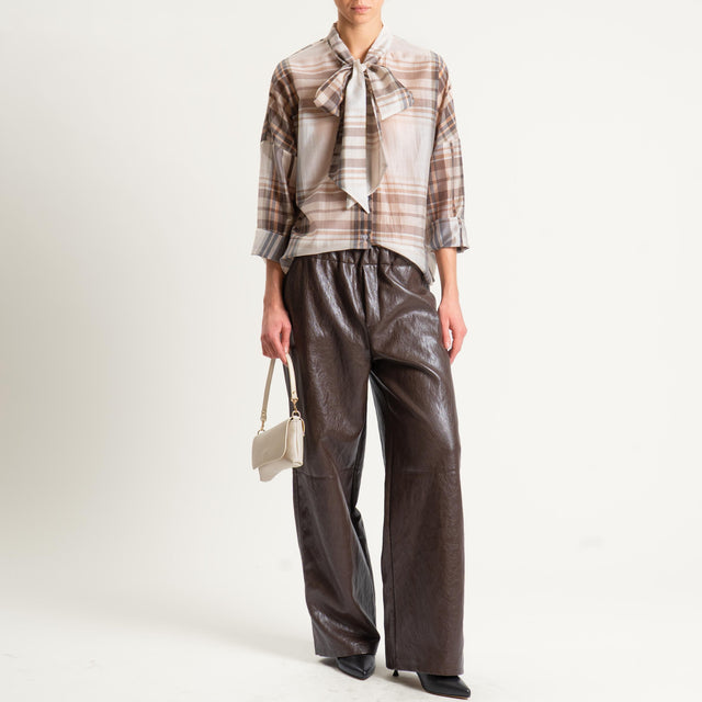 Philia Loft-Pantalone similpelle elastico in vita - moro