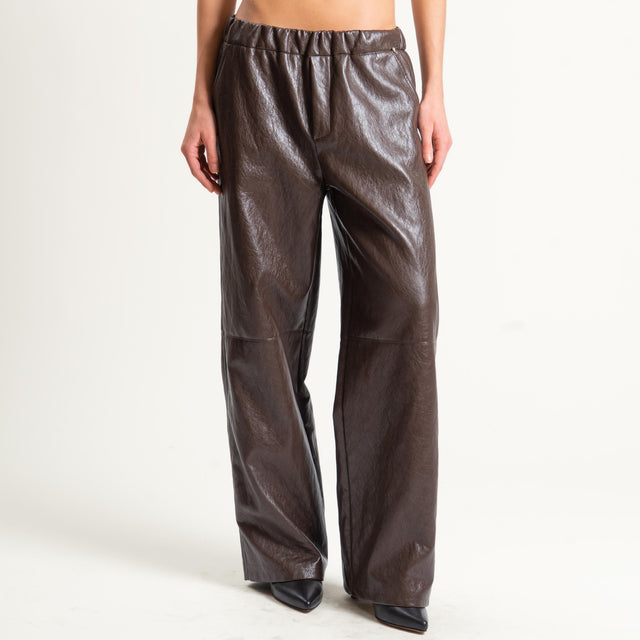 Philia Loft-Pantalone similpelle elastico in vita - moro