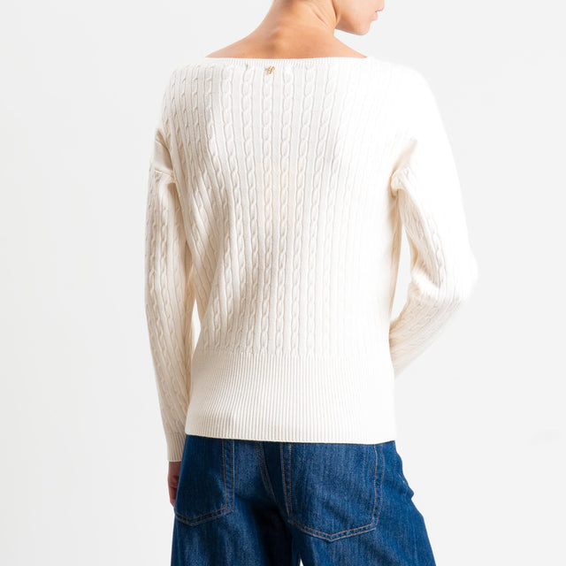 Philia Loft-Maglia trecce bordi a coste - burro