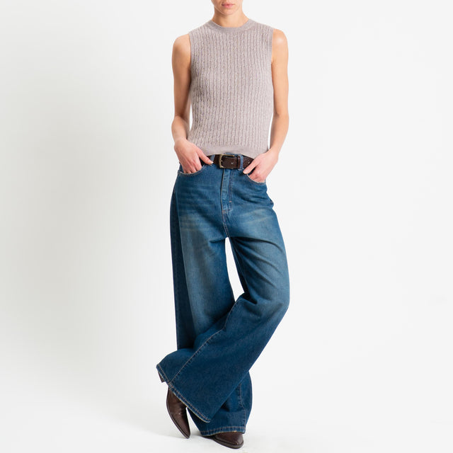 Philia Loft-Gilet trecce bordi a coste - fango