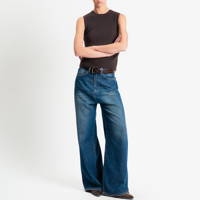 Philia Loft-Gilet trecce bordi a coste - cioccolato