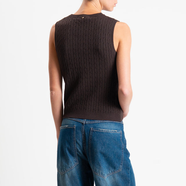 Philia Loft-Gilet trecce bordi a coste - cioccolato
