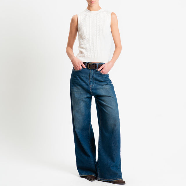 Philia Loft-Gilet trecce bordi a coste - burro