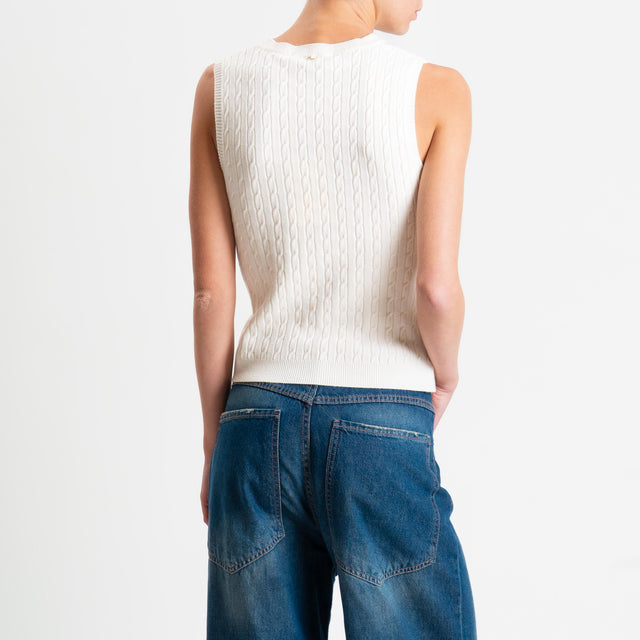 Philia Loft-Gilet trecce bordi a coste - burro