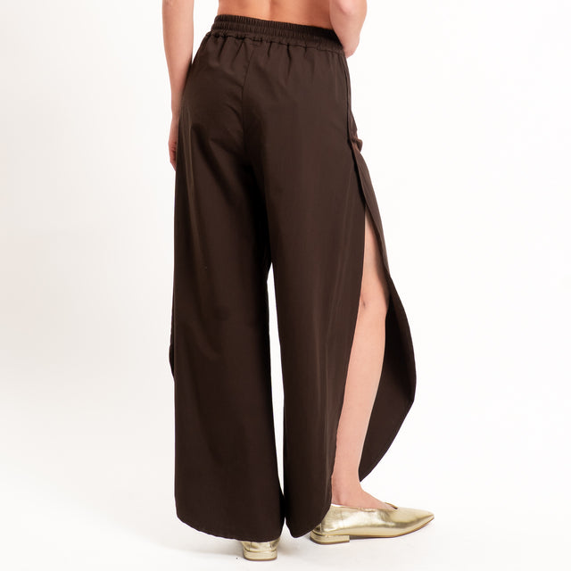 Philia Loft-Pantalone spacchi laterali elastico in vita - cocco
