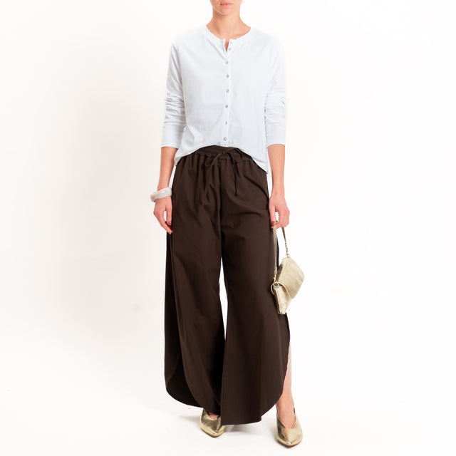 Philia Loft-Pantalone spacchi laterali elastico in vita - cocco