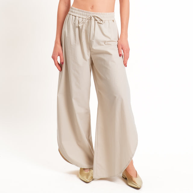 Philia Loft-Pantalone spacchi laterali elastico in vita - sabbia