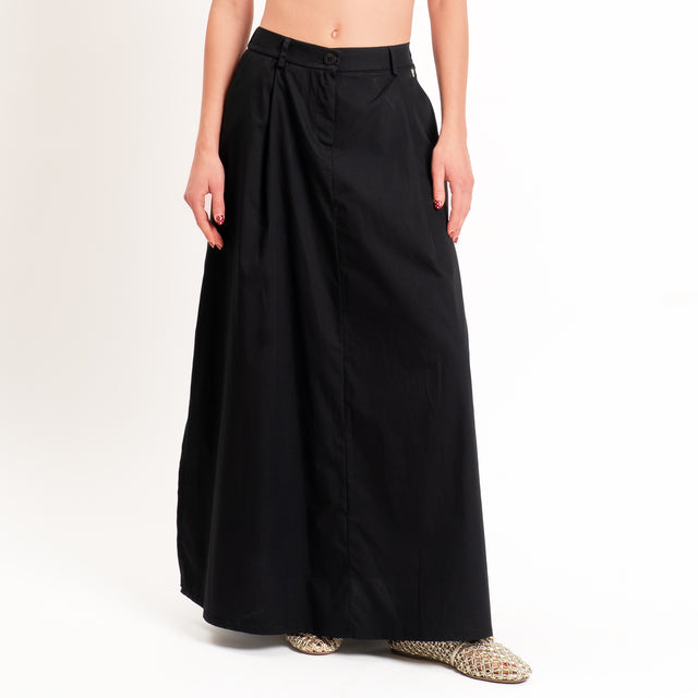 Philia Loft-Gonna spacchi laterali elastico dietro - nero