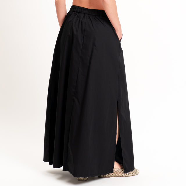 Philia Loft-Gonna spacchi laterali elastico dietro - nero