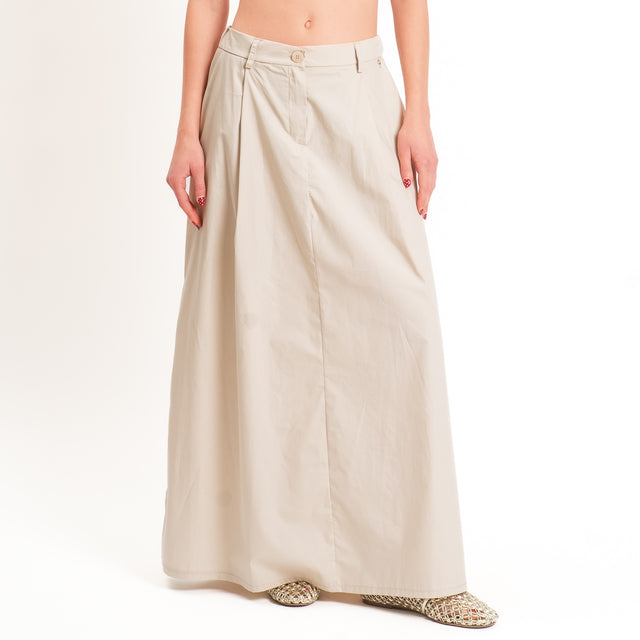 Philia Loft-Gonna spacchi laterali elastico dietro - sabbia